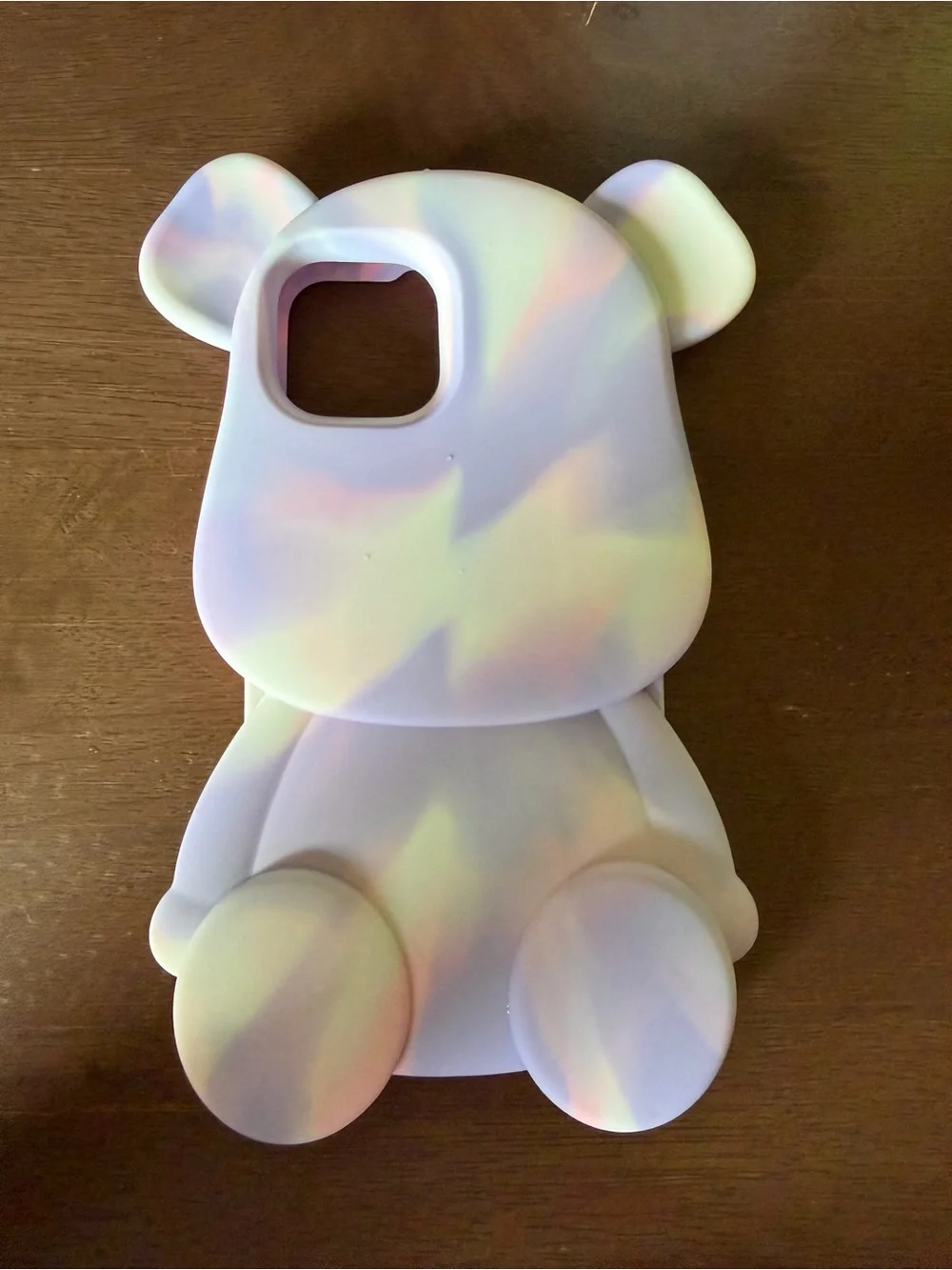 Kawaii Bear Silicone iPhone Case - Pastel Rainbow
